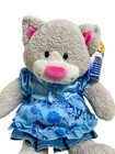Build A Bear 16  Snazzy Kitty Gray  Cat Blue Paisley Denim Dress W Tags