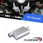 Floshine Universal Mufflers Dual Chamber 2 25  Offset Inlet 2 25   Silver