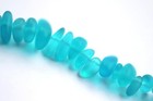 Pebble Beads  Turquoise Blue W frosted Matte Sea Glass Finish  6x9mm  22 Pcs