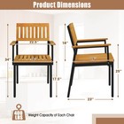 Dining Chair Set Of 4 W acacia Wood Backrest Slanted Seat Comfortable Armrests