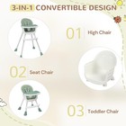 3-in-1 Baby High Chair  Portable Adjustable With Removable Dual-layer Tray