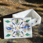 Vintage Marble Trinket Box Abalone Shell Inla India Jewelry Box Stone Carved 