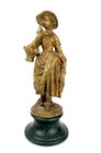 Couple Lover Figurine Pair Faux Marble And Brass Statue Vintage Decor