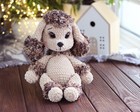 Handmade Crochet Dog Plush Beige Brown Stuffed Puppy Amigurumi Toy Baby Gift New
