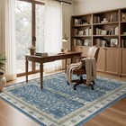 Vintage Washable Rug 5x7  Boho Farmhouse Retro Antique Neutral  Soft Low Pile