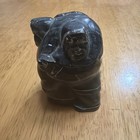 Vintage Big Eskimo Art Inuit Statue Stone Carving Signed 3 5    Tall