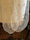 1719    vtg Antique 1800s Ivory Age Toned Floral Needle Lace Lappet Tie Exquisite