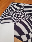 Awesome Rare Vintage Mid Century Retro 70s 60s Navy Wht Op Art Trippy Lrg Fabric
