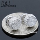 Men Women 925 Sterling Silver 8mm Icy Bling Cz Round Screw Back Stud Earring 192
