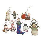 Vintage Snowman Christmas Ornaments Lot Of 8 Embellishments Clay Ceramic