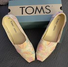 Toms Women   s Pink Multicolor Tie Dye Canvas Slip-on Flats Us 8 5 Eu 39