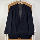 Vtg Pinstripe Suit Mens 42r Navy Blue Pinstripe 2 Button 100  Wool Pants 36x31