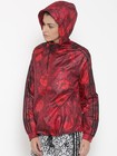 Adidas Originals Womens Size S Floral Windbreaker Jacket Red Trefoil Hooded Zip