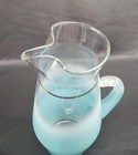 Vtg Mcm 1950s Blue Frosted Blendo Gold Band Barware Pitcher with Blendo Tumbler 