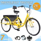 26  Adult Tricycle Trike 3 Wheels Bicycle Single 1 Rear Basket Mint Yellow