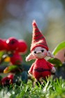 Miniature Crochet Elf     Handmade Tiny Amigurumi Christmas Collectible Doll