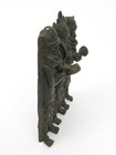 African Artifact Benin Cast Bronze Plaque Of Warriors With Captor 4 5  X 6  Tall