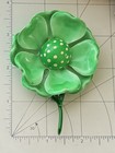 Vintage Large Flower W polka Dots   Enamel On Metal Brooch Pin