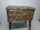 Vintage Burlington Hawkeye Mid Century Sewing Box Basket Bench Stool Americana
