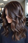 Human Hair New Fashion Layered Long Natural Brown Wavy Women s Wigs 16in