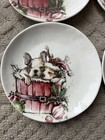 New  Set Of 4 Christmas Napping Puppy Plates