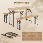 Folding Picnic Table With 2 Benches  Set Of 3 Solid Fir Wood  Camping Beer Table