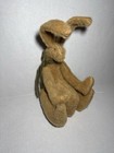 Primitive Mohair Plush Bunny Rabbit Brown Sitting Handmade Green Bow Early Mcm