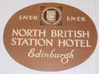2- Vintage Hotel Luggage Bag Stickers North British Station Edinburgh Unused