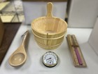 Sauna Bucket  Ladle  Sand Timer   Thermo-hygrometer Bundle  new 