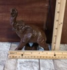 Vintage Red Mill Elephant Statue Figurine Hand Carved Pecan Wood