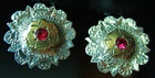 2  Sterling Silver-n-gold Center W  Red Stones Bridle Bit End  3 4  Pica Conchos
