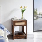 15 75  Rattan End Table Drawer Modern Nightstand Side Table Living Room Bedroom 