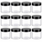 Small Clear Plastic Jars With Lids 12 Pack 2 Oz Mini Sample Containers Bulk Set