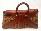 Vtg Wicker Fishing Creel Leather Trim 9    Ruler British Hong Kong