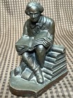 Vintage Elbert Hubbard Cast Iron Metal Brass Bronze Bookend Reading Man Books