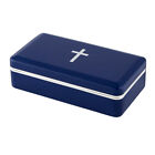 Portable Communion Set Stainless Steel Silver Tone Stamped Cross 8 Inch X 4 Inch