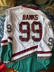 Mens Adam Banks 99 Mighty Ducks Movie Ice Hockey Jerseys Stitched White Size Xl