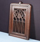 French Antique Gothic Revival Panel In Solid Oak Wood Salvage Early 1900 s