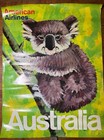 Vintage Original 1960s American Airlines Koala Bear Australia Travel Poster Lg