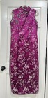Purple Satin Cheong-sam Dress With Floral And Bamboo Pattern For Women