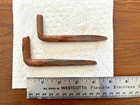 19th C  2 Iron Heavy Forged Pintles For Strap Hinges   Hardware 