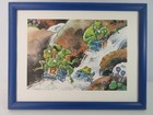 Vintage Frogs Whitewater Rafting Funny Humorous Framed Print By Lars Rudebjer