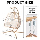 Double 2-person Patio Swing Chair Wicker Hanging Egg Chair With Cushion