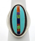 Carolyn Pollack Relios Sterling Silver Turquoise Inlay Southwestern Ring Size 7
