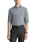 Polo Ralph Lauren Long Sleeve Dress Shirt Blue Green Brown Check Stretch Size L