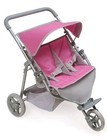 Badger Basket Trek 3-wheel Folding Twin Doll Jogging  Stroller For 18 Inch Dolls