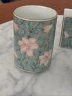 Otagiri Vanity Or Desk  Set Porcelain Floral Serenade Japan Vintage 4 Pc 