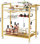 Bar Cart home Bar Serving Cart With Storage Shelves  2 Tier Rolling Beverage Car