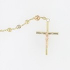 Religious Rosary Cross Beaded 23  Necklace 14k Multi-tone Gold 19 74 Grams