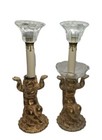 Vintage Cherub Candle Holders Pair L l Wmc Hollywood Regency Gilt Brass 13 